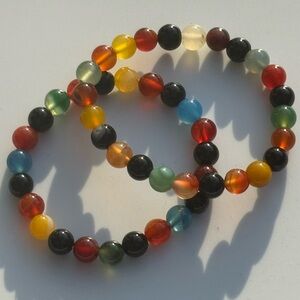 Multicolor Agate Bead Stretch Bracelet